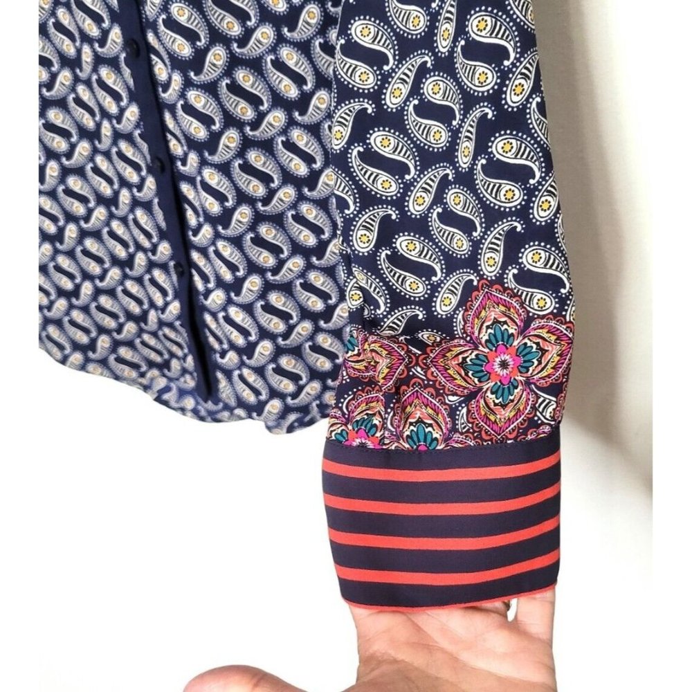 Express Portofino Slim Fit Button Down Shirt Paisley Floral Print Striped Size S - Picture 6 of 12